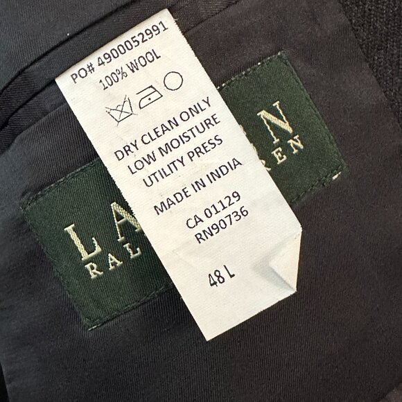 *flaw* Vintage Lauren Ralph Lauren Men's Blazer 48 L Plaid Patch Elbows Wool - Picture 3 of 8
